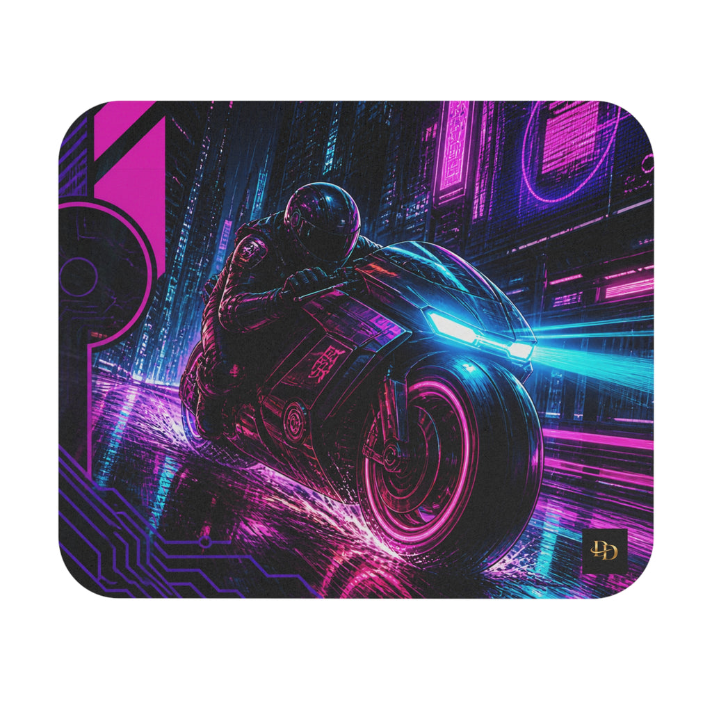 Cyberpunk Motorcycle Mouse Pad, Neon Rider Gaming Desk Mat – My Store