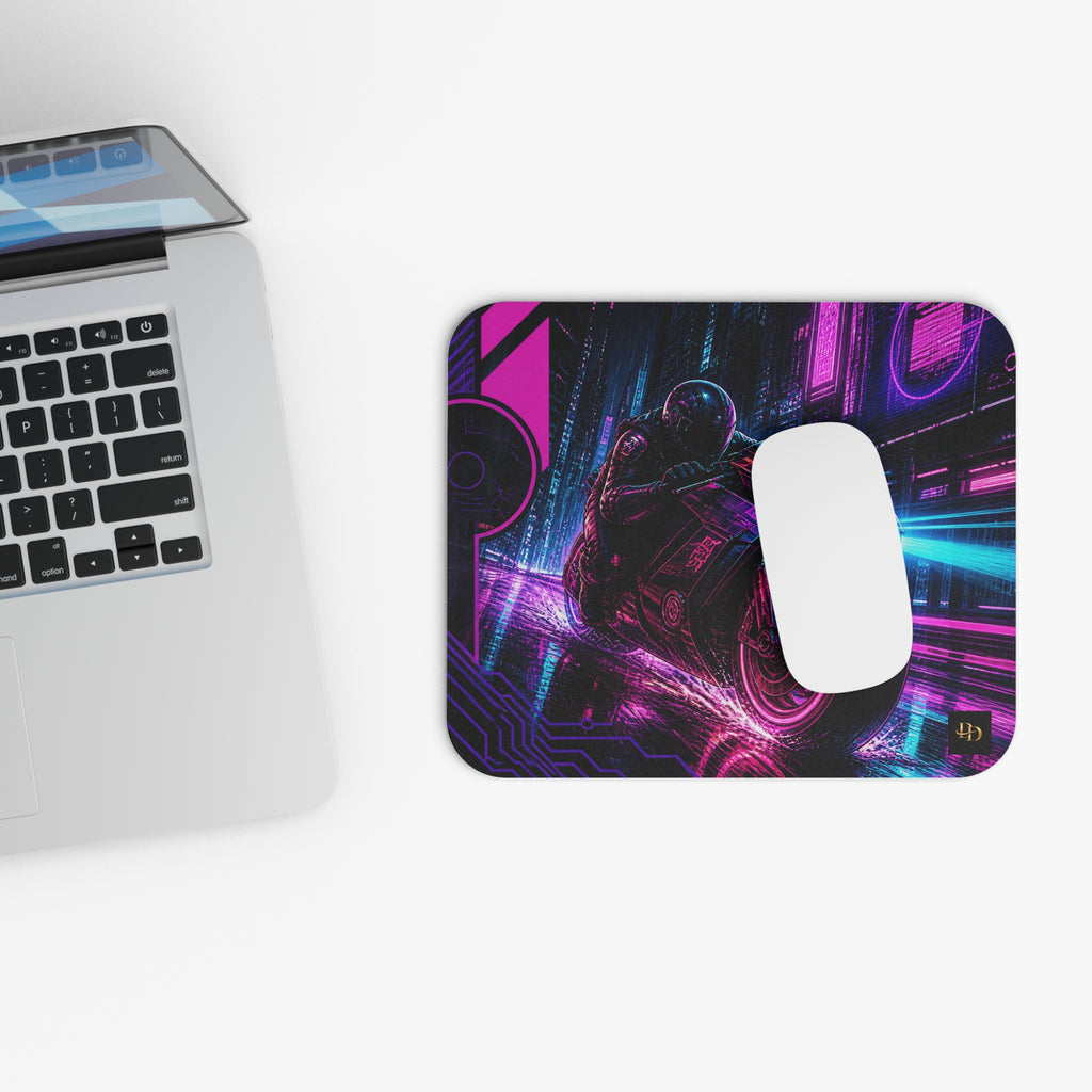 Cyberpunk Motorcycle Mouse Pad, Neon Rider Gaming Desk Mat – My Store